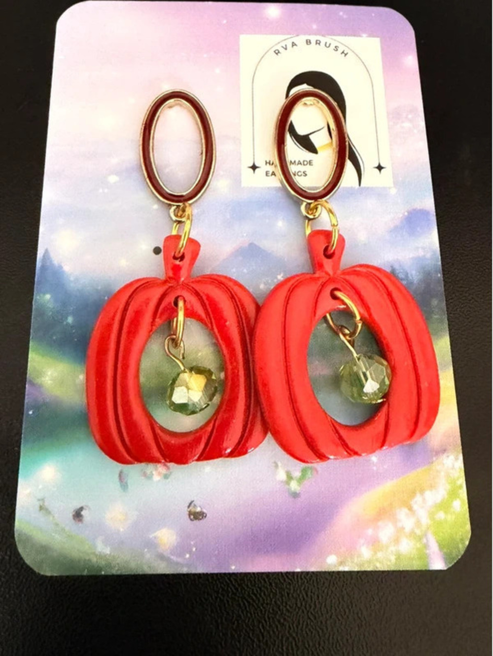 Red Pumpkin Dangle Earrings Fall Jewelry